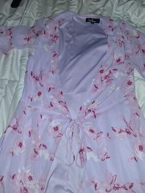 Lulu's Lavender Floral Tie-Front Maxi Dress